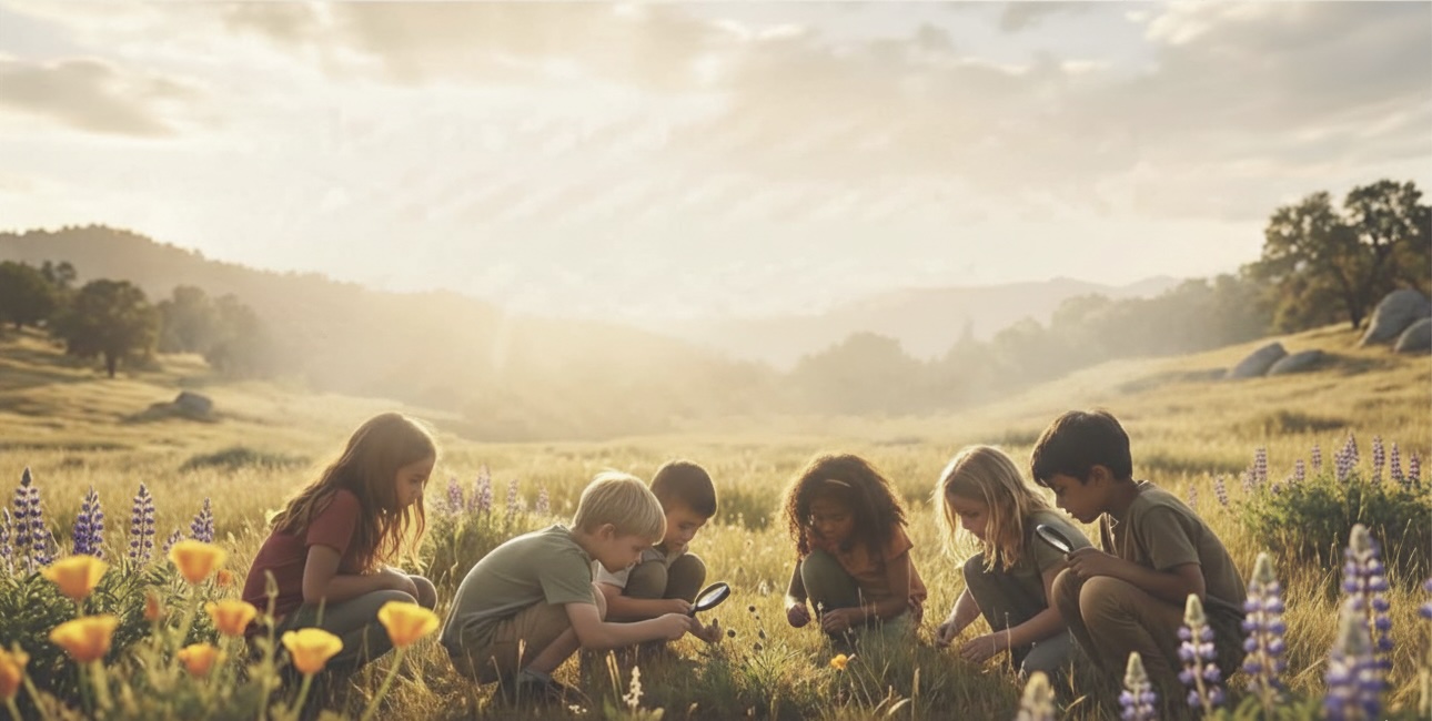 Children exploring nature